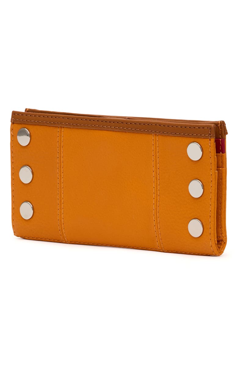 HAMMITT 110 North Studded Leather Wallet, Alternate, color, Tailored Tangerine/ Silver