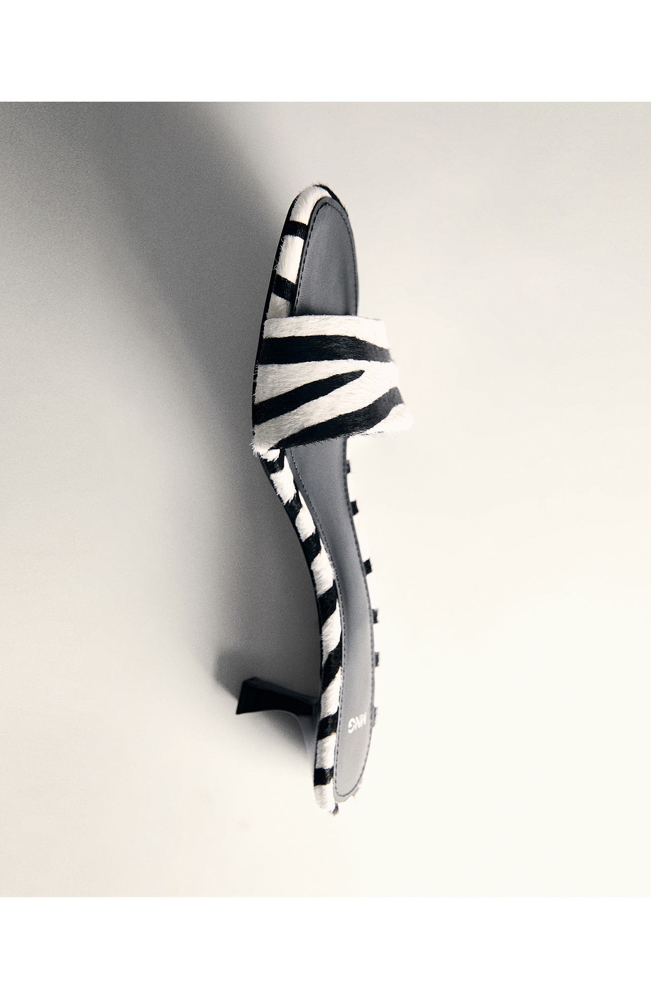 MANGO Genuine Calf Hair Slide Sandal, Alternate, color, White