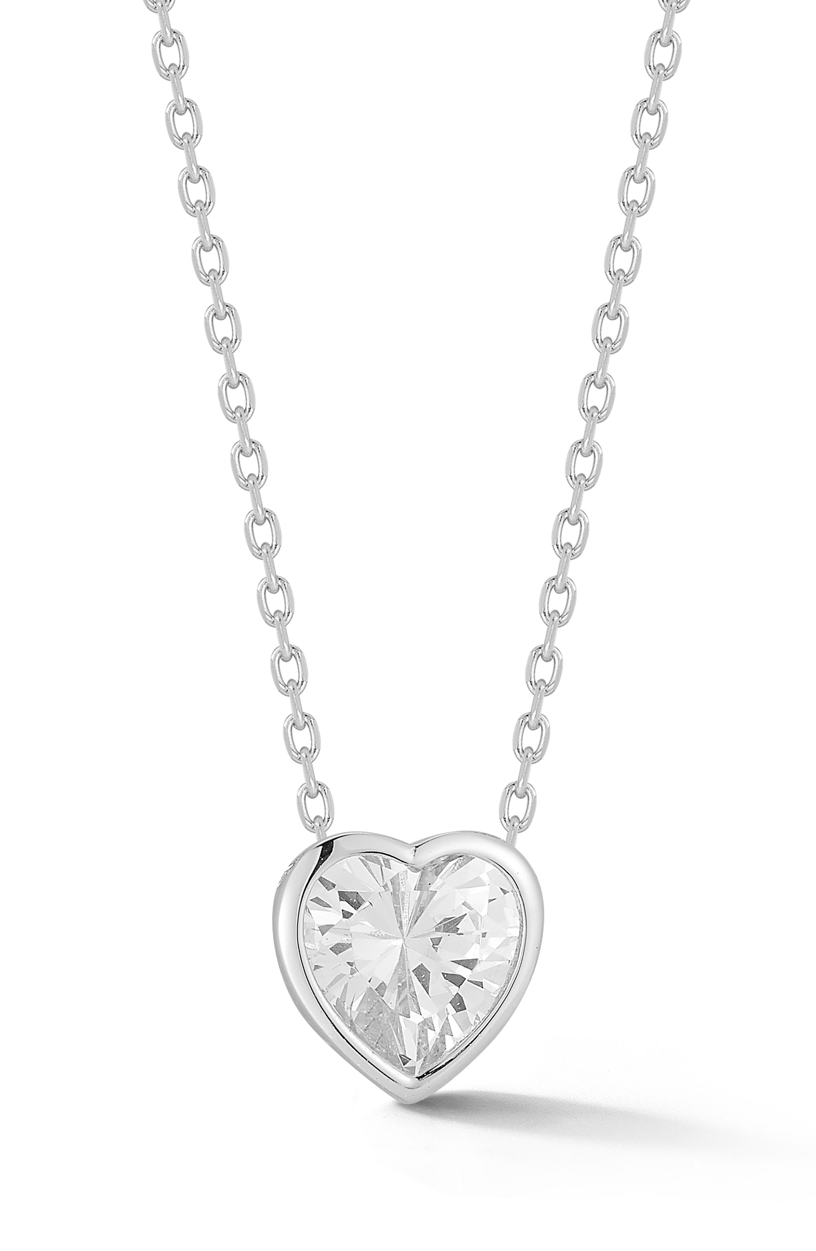 GLAZE JEWELRY Cubic Zirconia Heart Solitaire Pendant Necklace