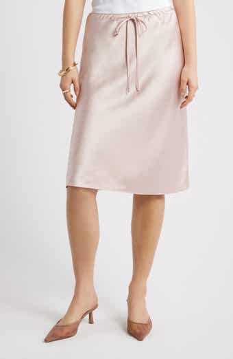 Knee Length Drawstring Satin Skirt