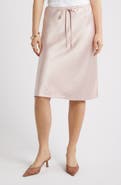 Open Edit Knee Length Drawstring Satin Skirt