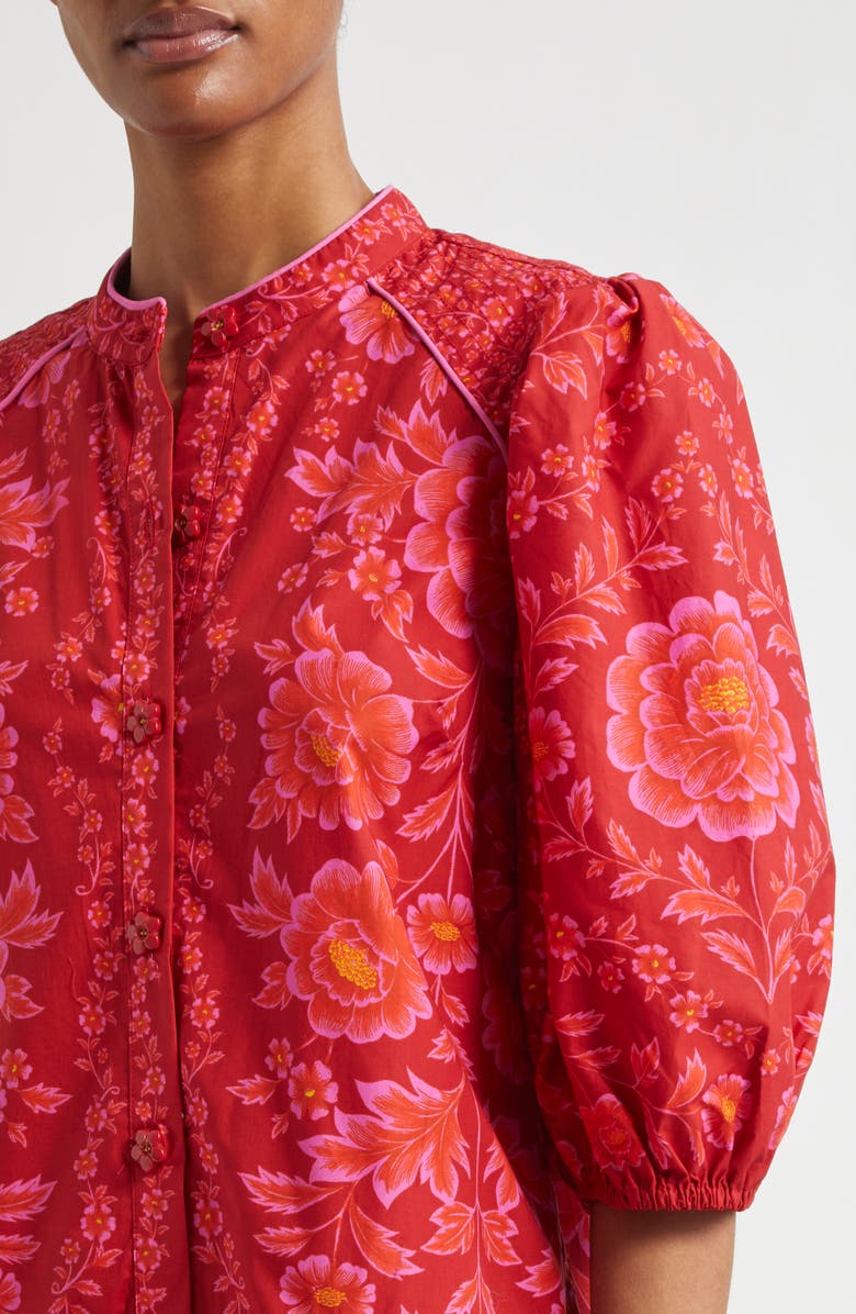 FARM Rio Olivia Puff Sleeve Drop Waist Cotton Minidress, Alternate, color, 