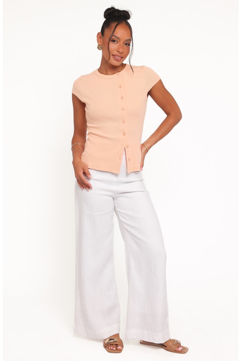 Tatum Knit Asymmetric Button-Up Top, Alternate, color, CORAL