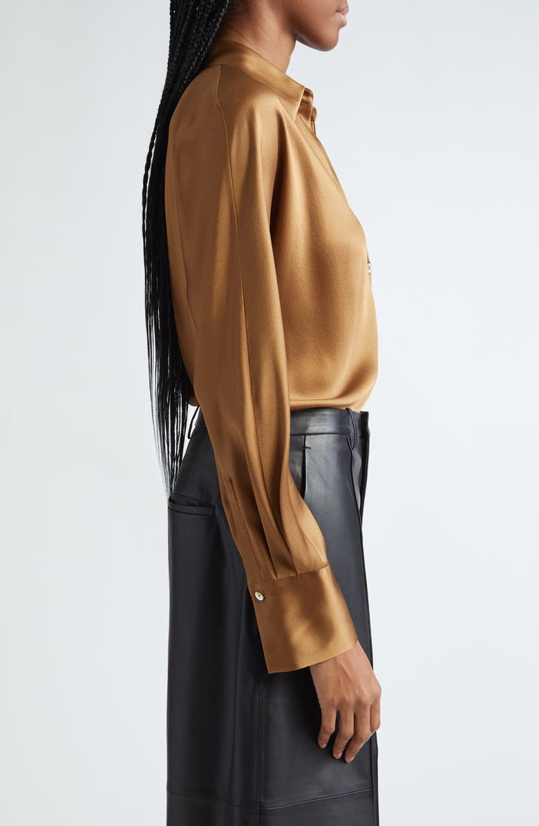 Vince Silk Button-Up Shirt, Alternate, color, Almond