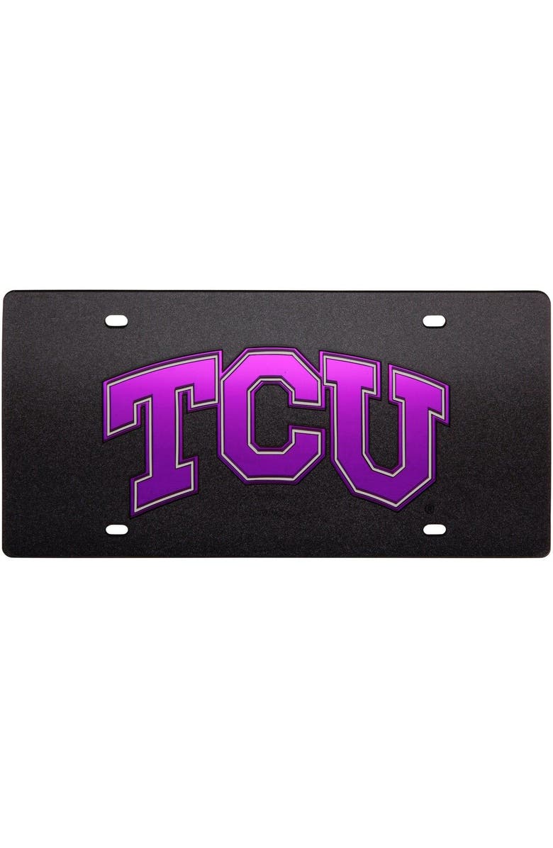 STOCKDALE Black TCU Horned Frogs 12" x 6" Glitter Mirror License Plate, Main, color, Black