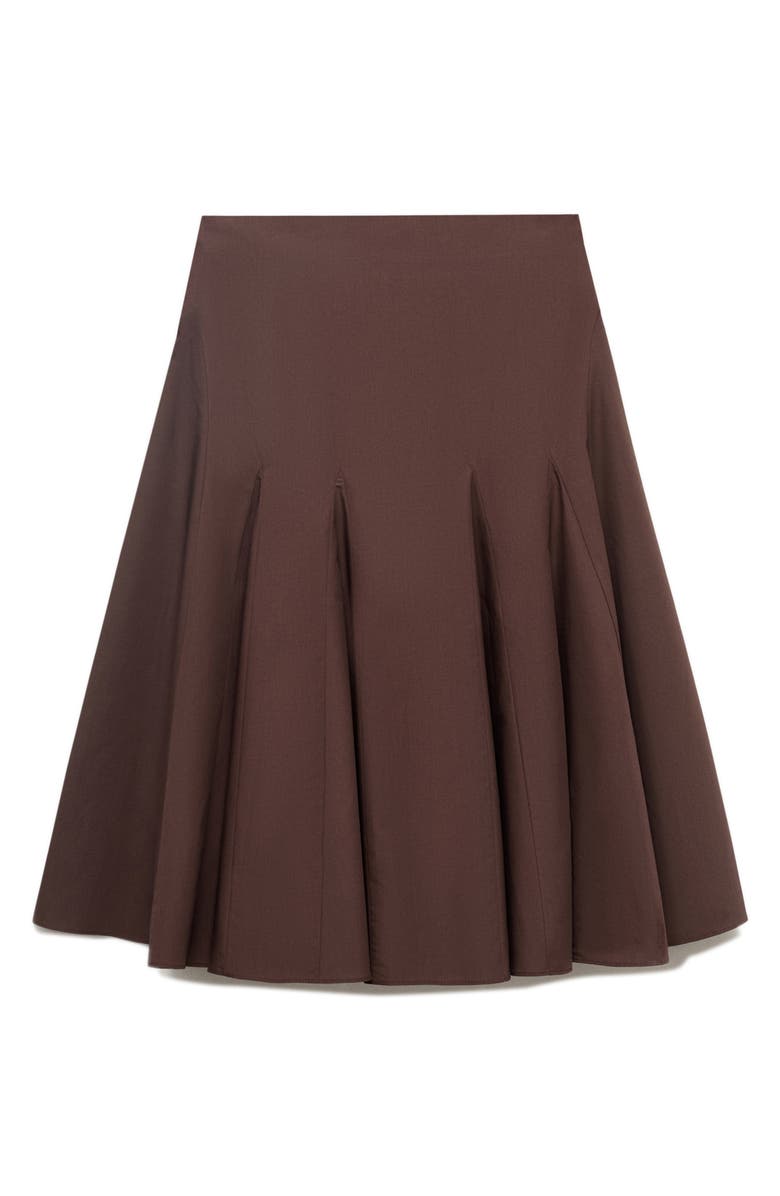 MANGO Pleat Midi Skirt, Main, color, Brown
