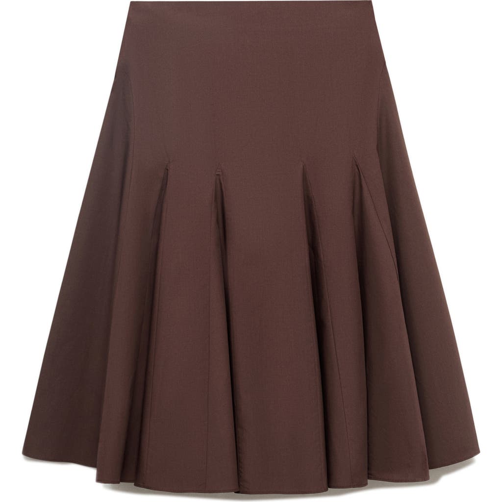 Mango Pleat Midi Skirt In Brown