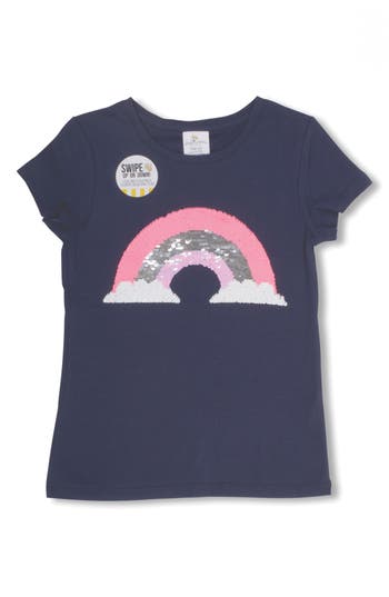 Shade Critters Kids' Rainbow Sequin T-shirt In Navy