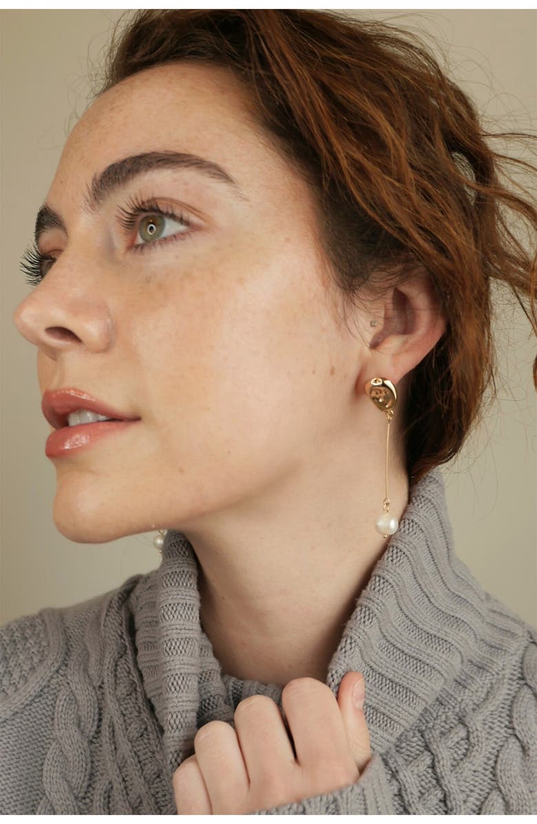 Petit Moments Kylie Imitation Pearl Linnear Drop Earrings, Alternate, color,