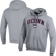 Champion Men's Champion Heather Gray UConn Huskies Arched Logo Fleece Pullover Hoodie