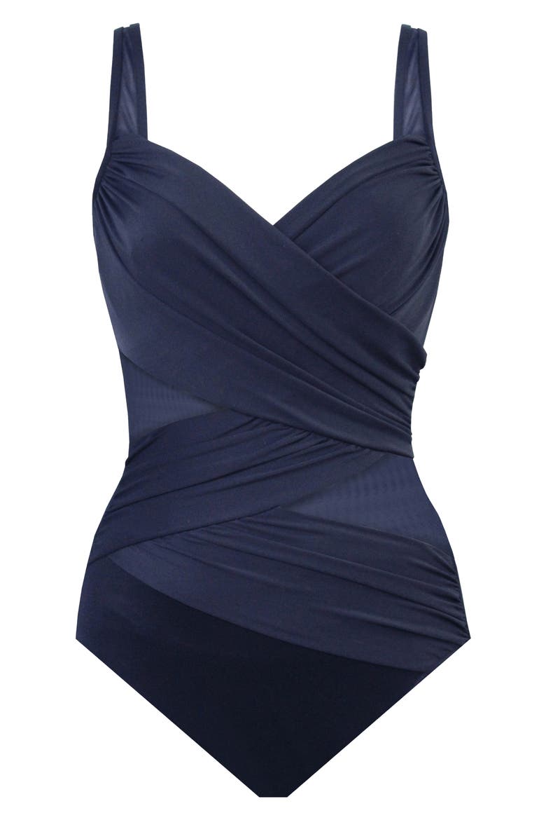 Network Madero One-Piece Swimsuit, Alternate, color, MIDNGHT BLUE