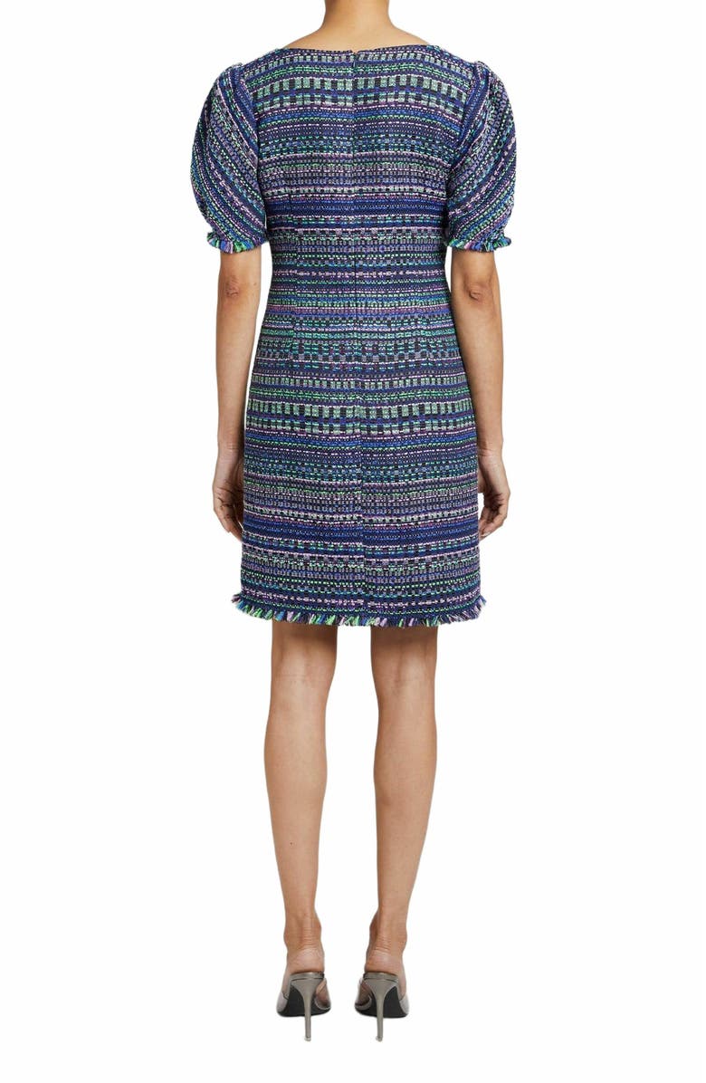 Santorelli BIANCA Tweed Shift Dress with Puff Sleeves, Alternate, color, Purple Multi