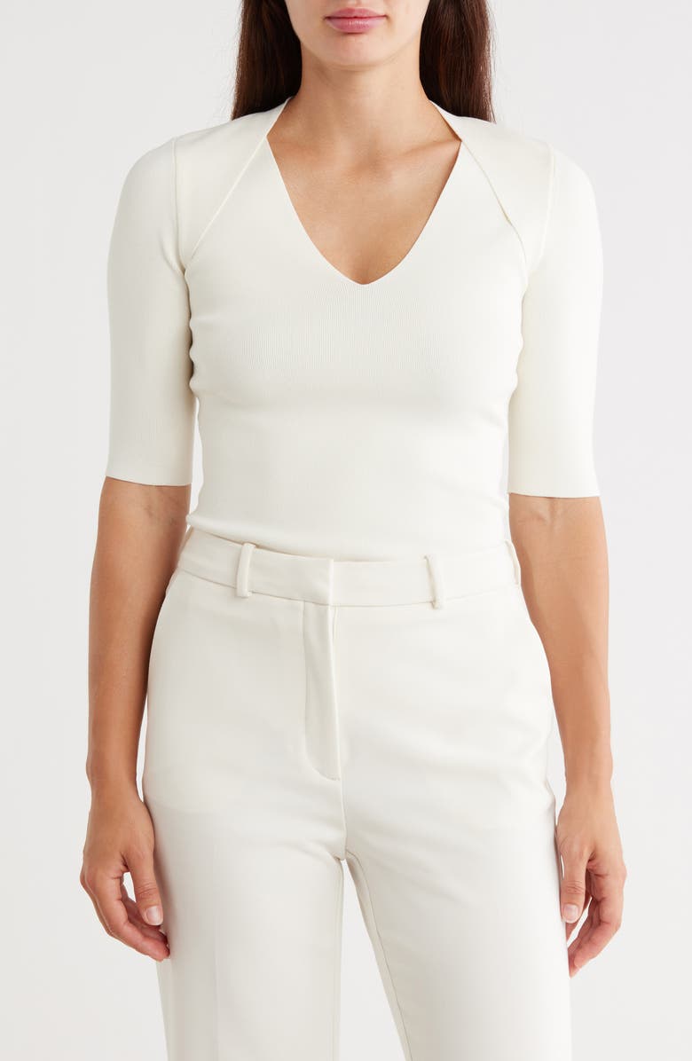 BOSS Fezania Lap Shoulder Knit Top, Main, color,