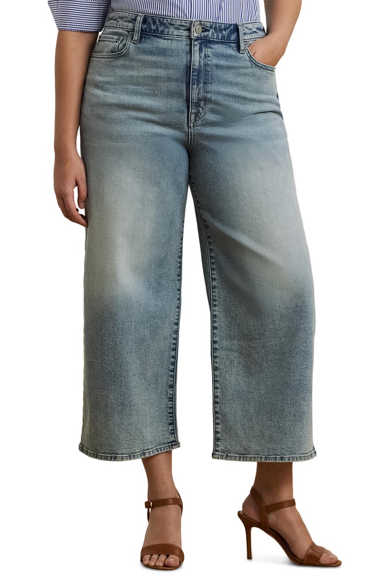 Lauren Ralph Lauren Saira Crop Wide Leg Jeans, Main, color, Alicia Wash Blue