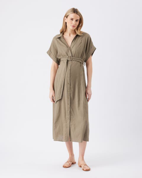 Amy Linen Nursing Shirt Dress