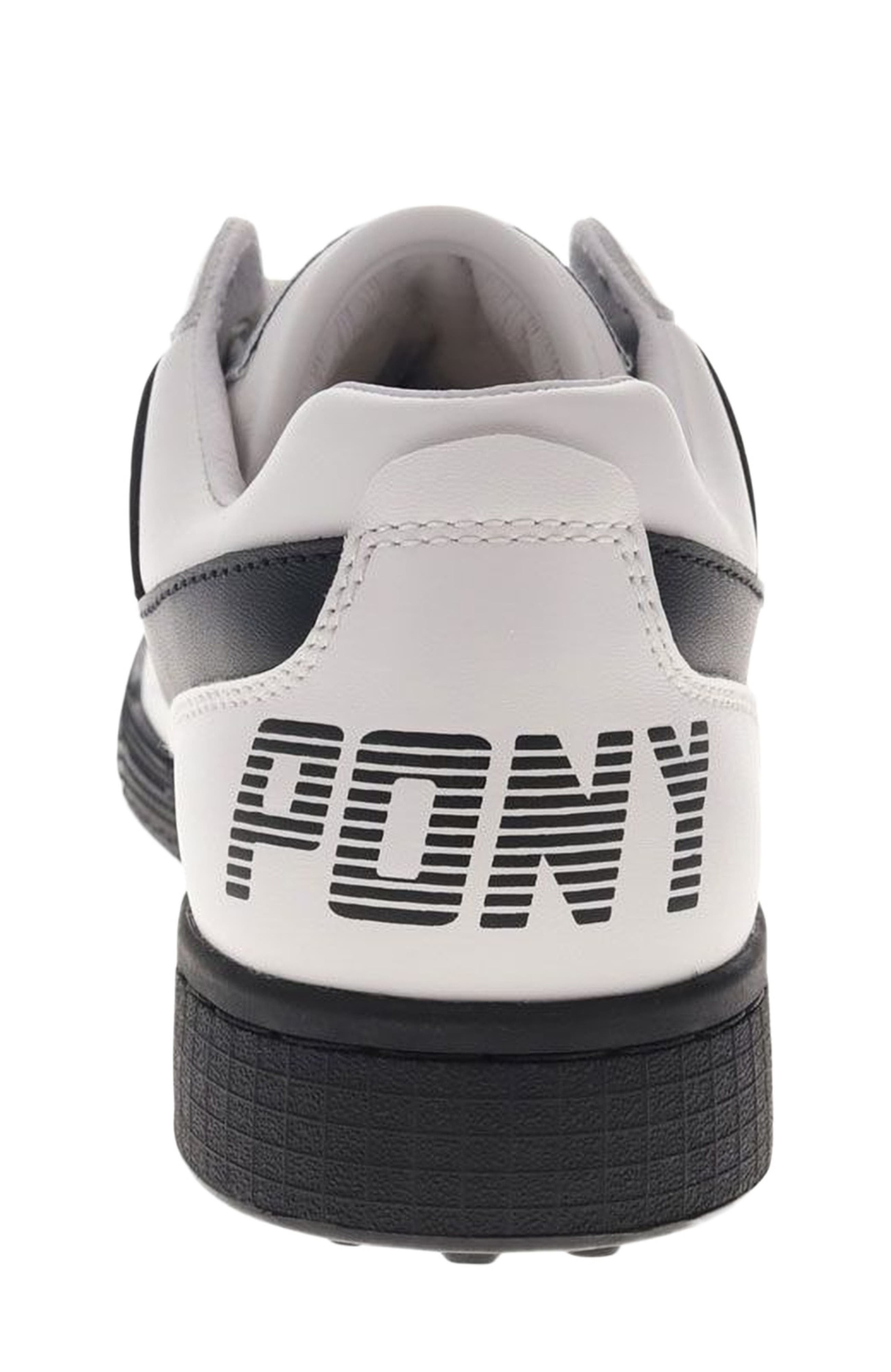 PONY Astro Leather Sneakers, Alternate, color, White/Black