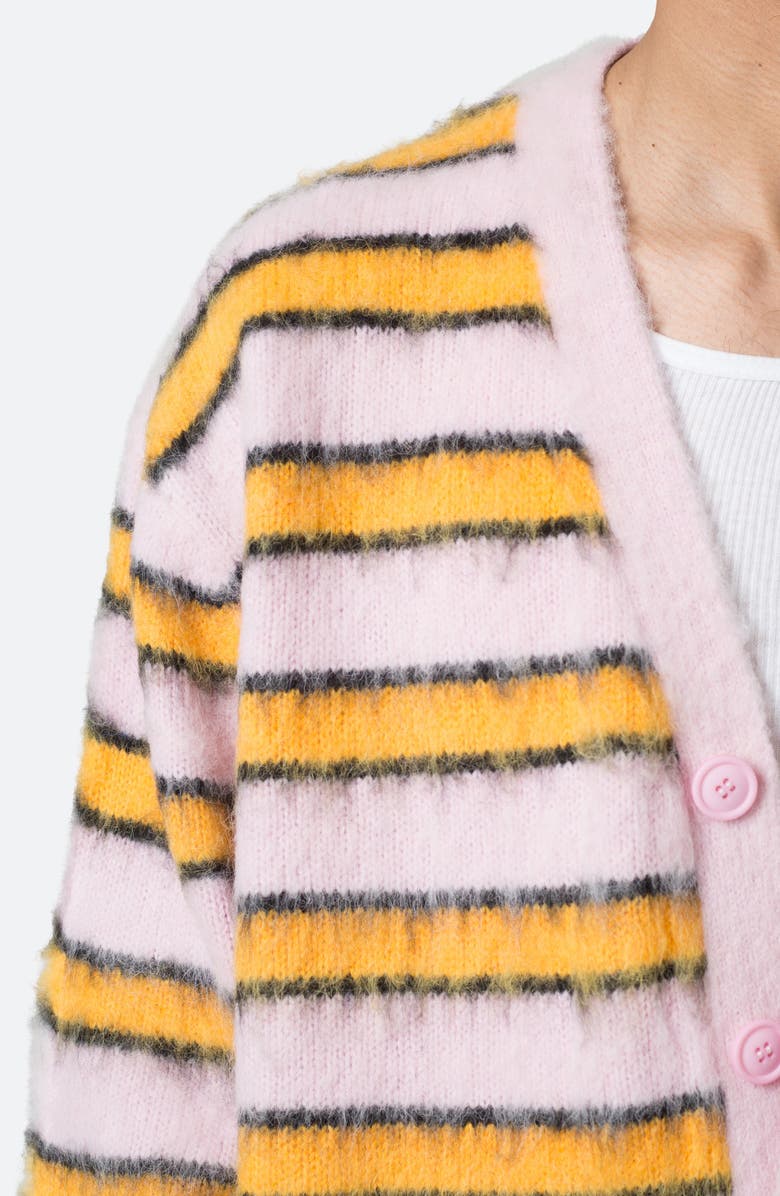 mnml Striped Faux Mohair Cardigan, Alternate, color, Pink