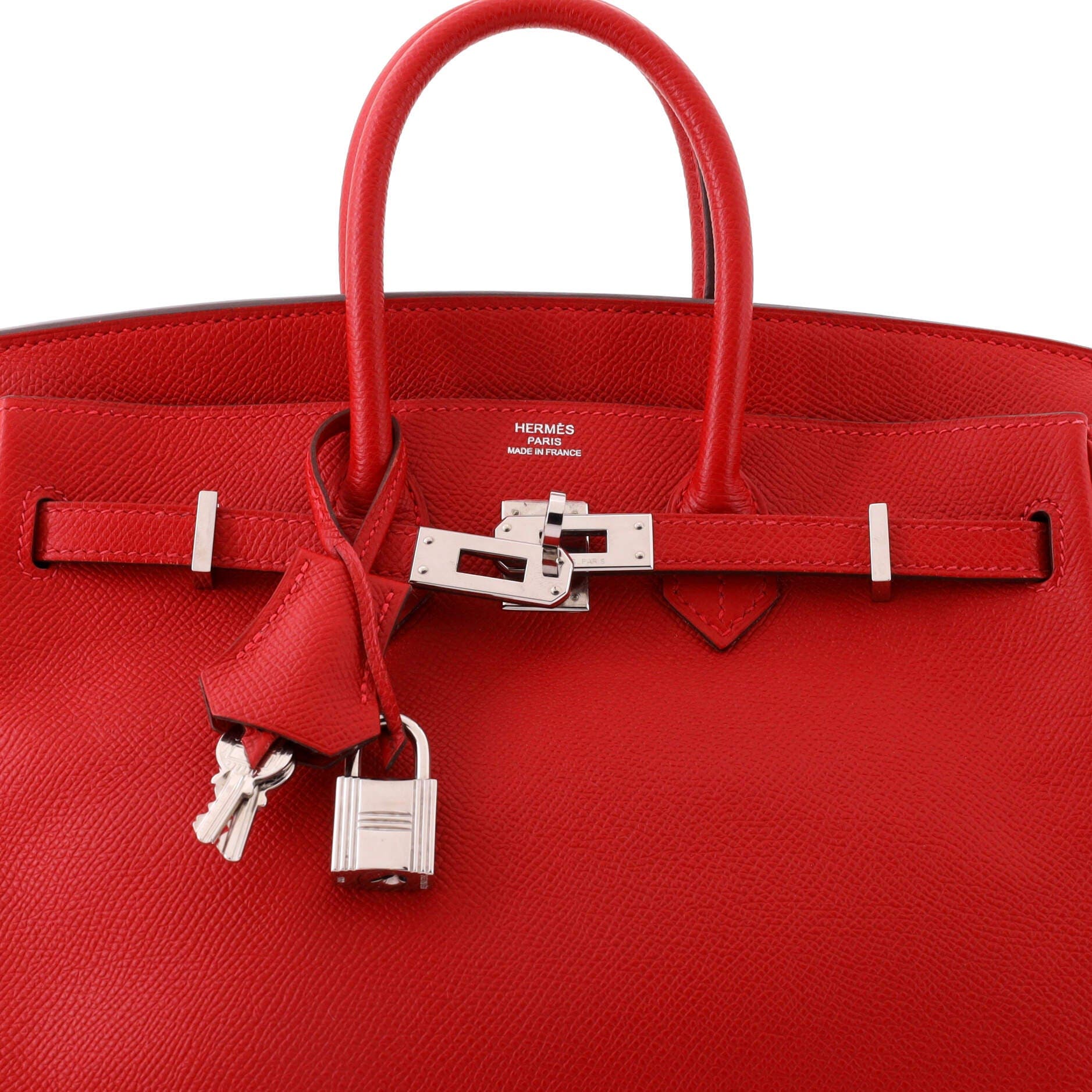 Pre-Owned Hermes Birkin Handbag Red Epsom with Palladium Hardware 25, Alternate, color, Rouge Casaque