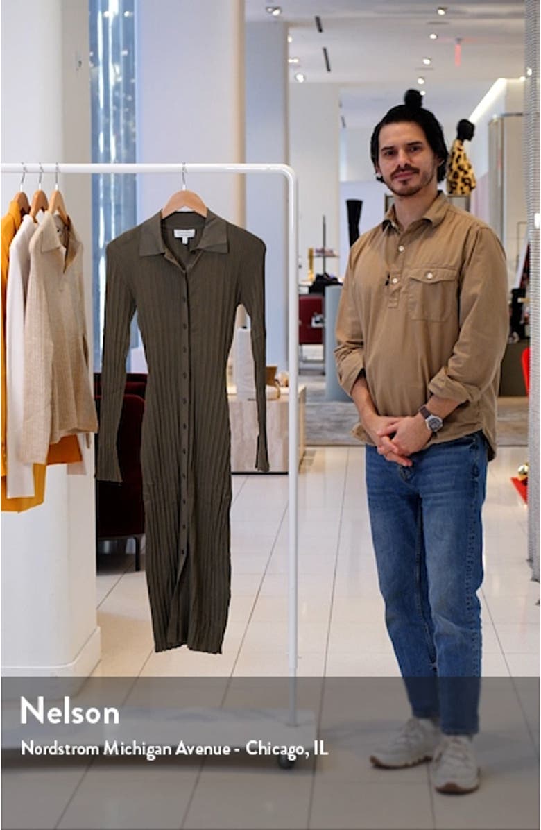 Long Sleeve Rib Sweater Shirtdress, sales video thumbnail