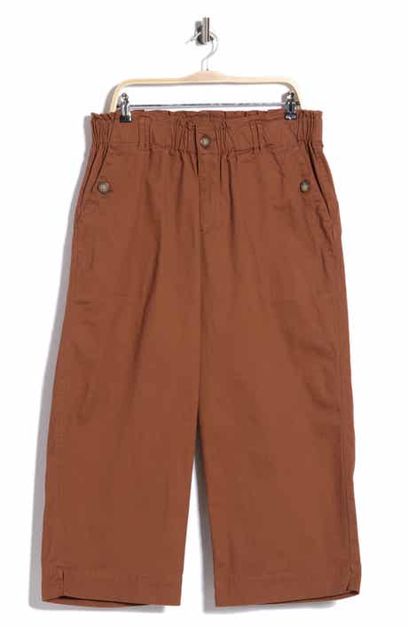 Democracy Button Pocket Crop Wide Leg Pants