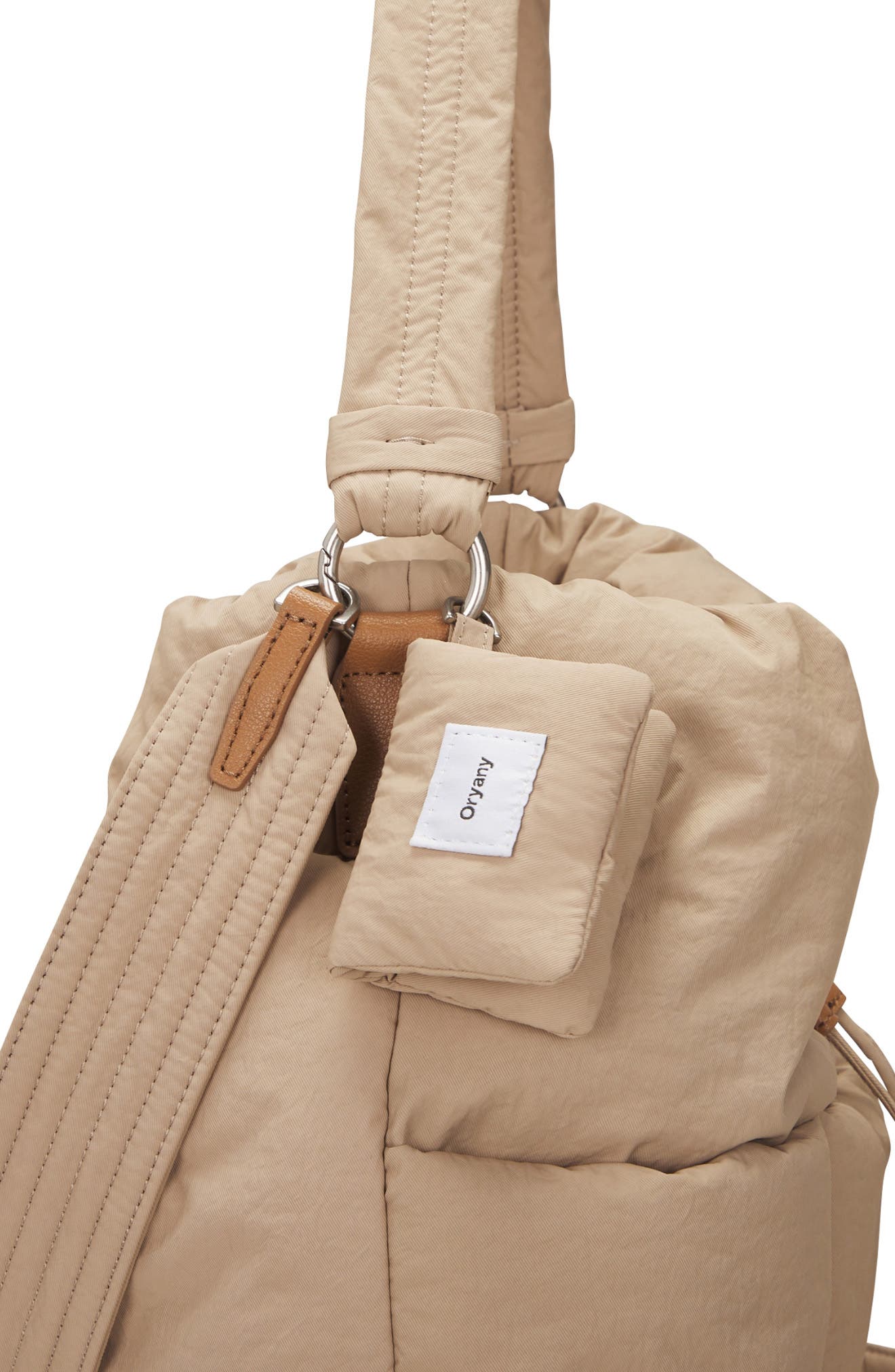 Oryany Medium Pillow Nylon Bucket Bag, Alternate, color, Beige