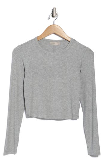 Barefoot Dreams ® Malibu Collection® Ultra Soft Rib Long Sleeve Crop Top In Gray