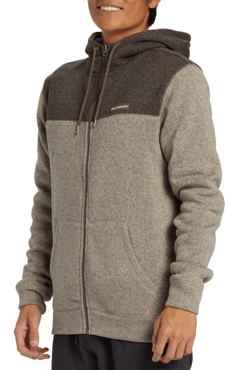 Quiksilver Keller Colorblock Fleece Lined Zip Hoodie, Alternate, color, Portabella Heather