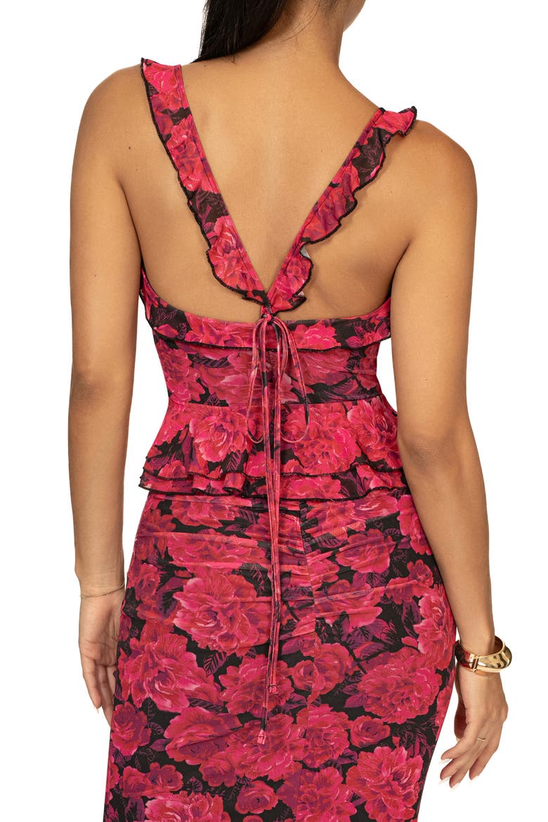 La Costa Ruffle Stretch Mesh High-Low Dress, Alternate, color, PINK