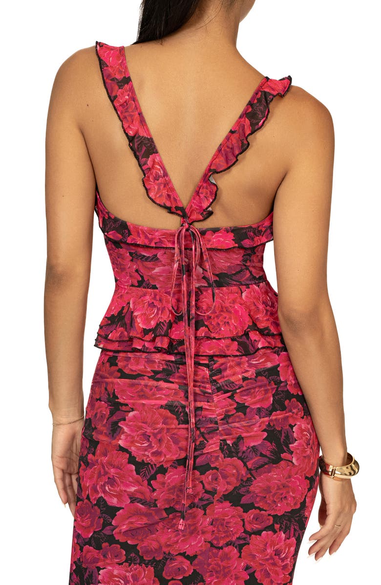 JLUXLABEL La Costa Ruffle Stretch Mesh High-Low Dress, Alternate, color,