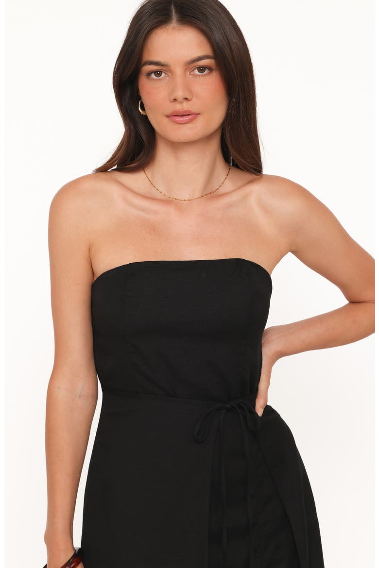 Karmen Strapless Faux Wrap Minidress, Alternate, color, BLACK