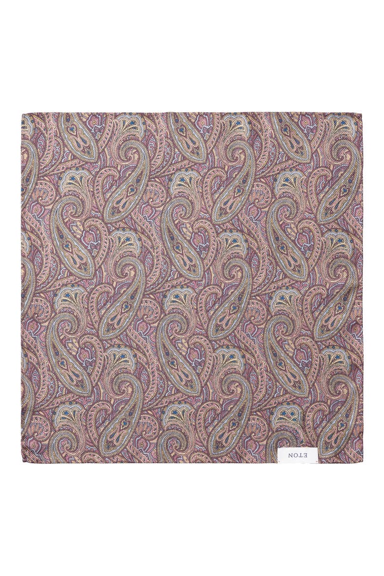 Medallion & Paisley Reversible Silk Pocket Square, Alternate, color, MEDIUM PURPLE