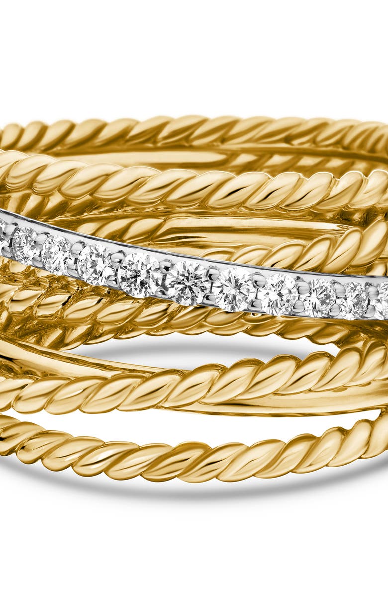 David Yurman DY Crossover Ring with Diamonds in Gold, Alternate, color, Diamond