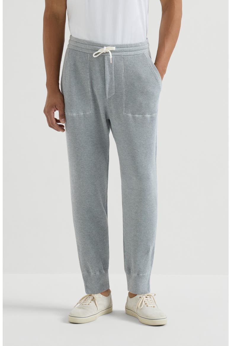 Cotton knit trousers, Main, color, Grey