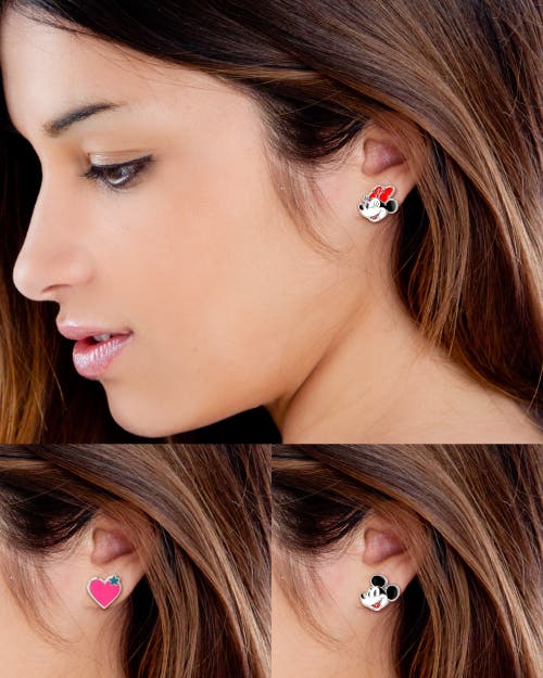 Disney Minnie And Mickey Mouse Clip On Earrings, 3-pack In Silver