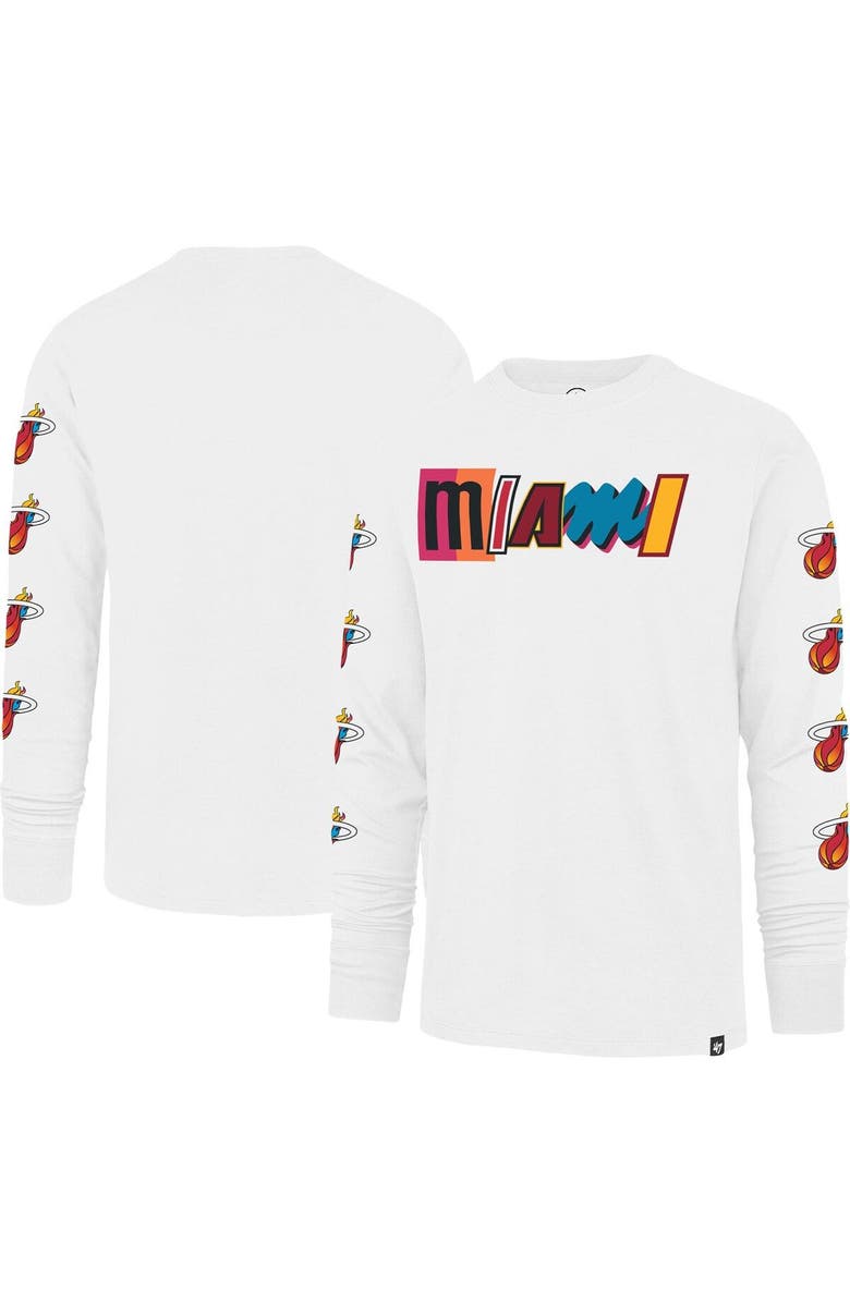'47 Men's '47 White Miami Heat City Edition Downtown Franklin Long Sleeve T-Shirt, Main, color, 