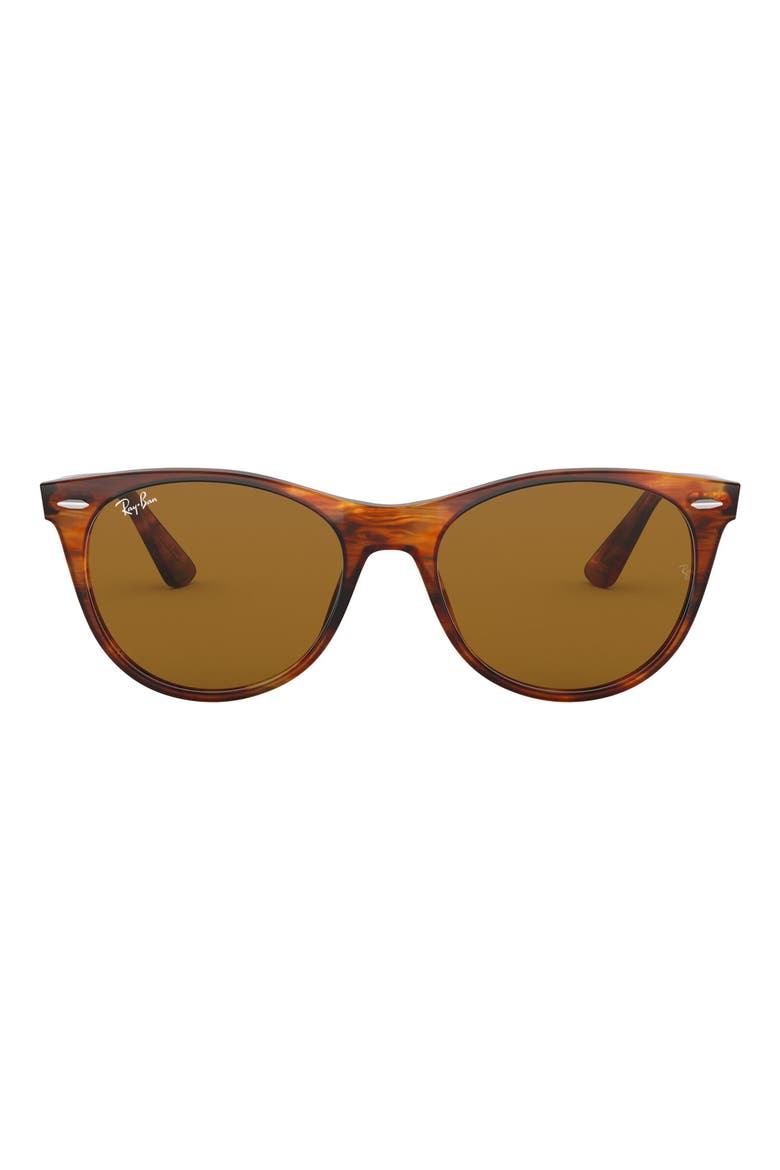 55mm Round Wayfarer Sunglasses, Main, color, STRIPED HAVANA