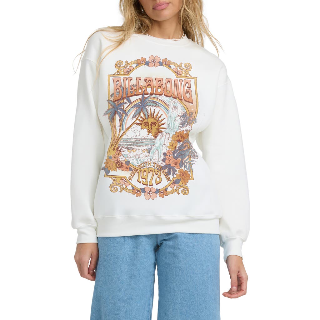 Billabong Seaside Dreams Fleece Crewneck Graphic Sweatshirt In Brown