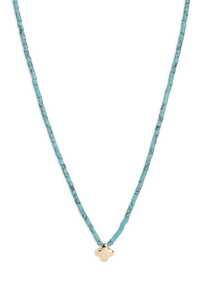 Puffy Turquoise Beaded Pendant Necklace, Main, color, GOLD