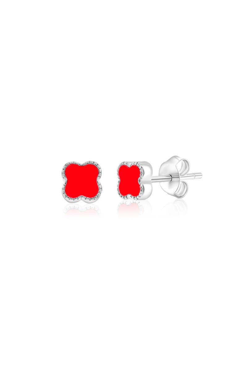 Donatello Gian Sterling Silver Red Turquoise Clover Studs, Main, color, Red