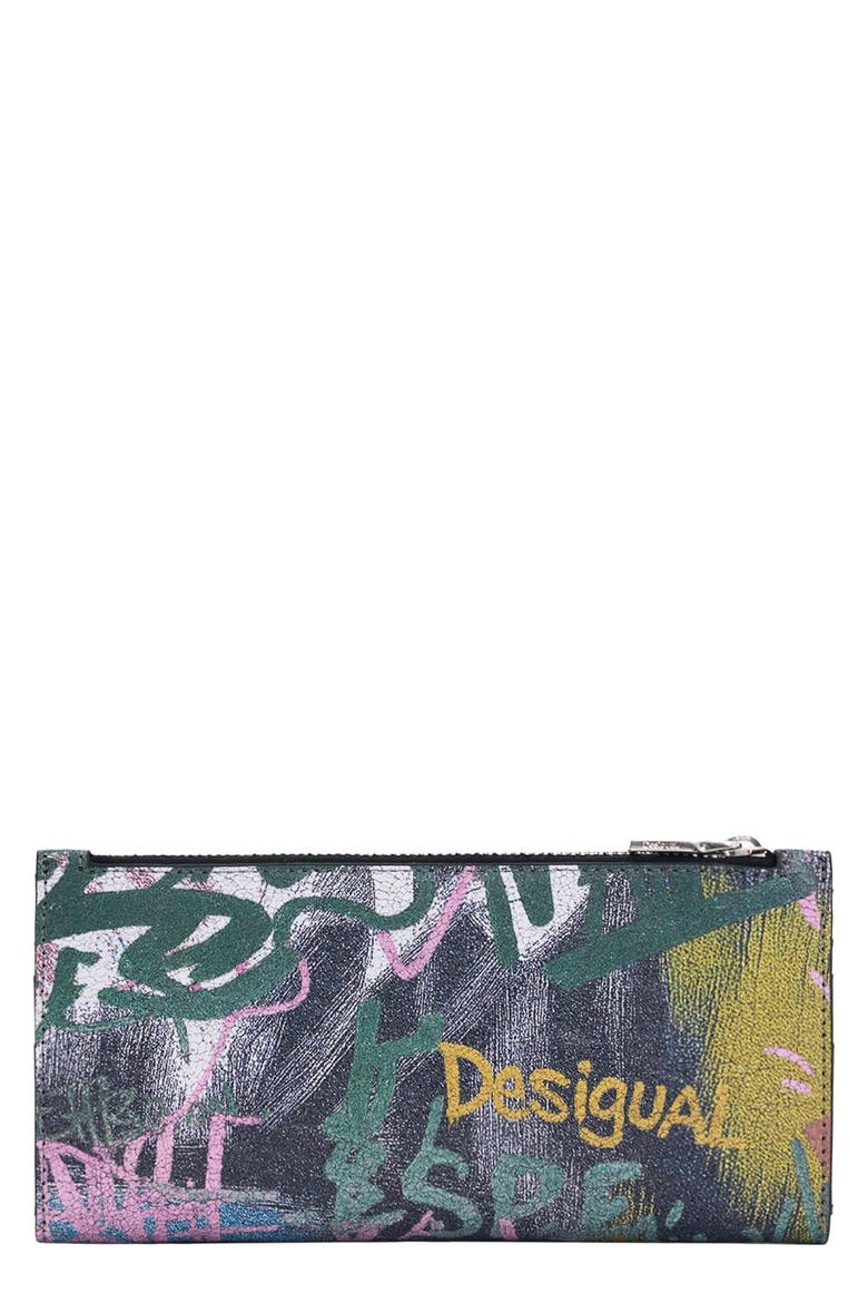 Logo Print Continental Wallet, Main, color, BLACK MULTI