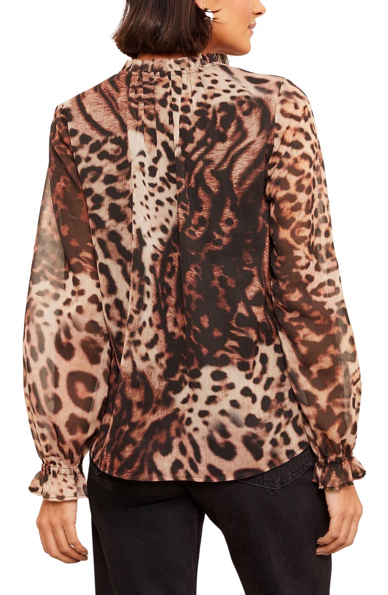 Friends Like These Animal Print Ruffle Top, Alternate, color, Brown