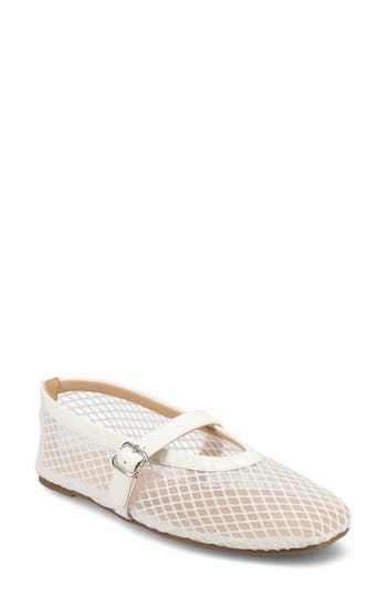 Journee Collection Casha Mesh Mary Jane Flat In White Mesh