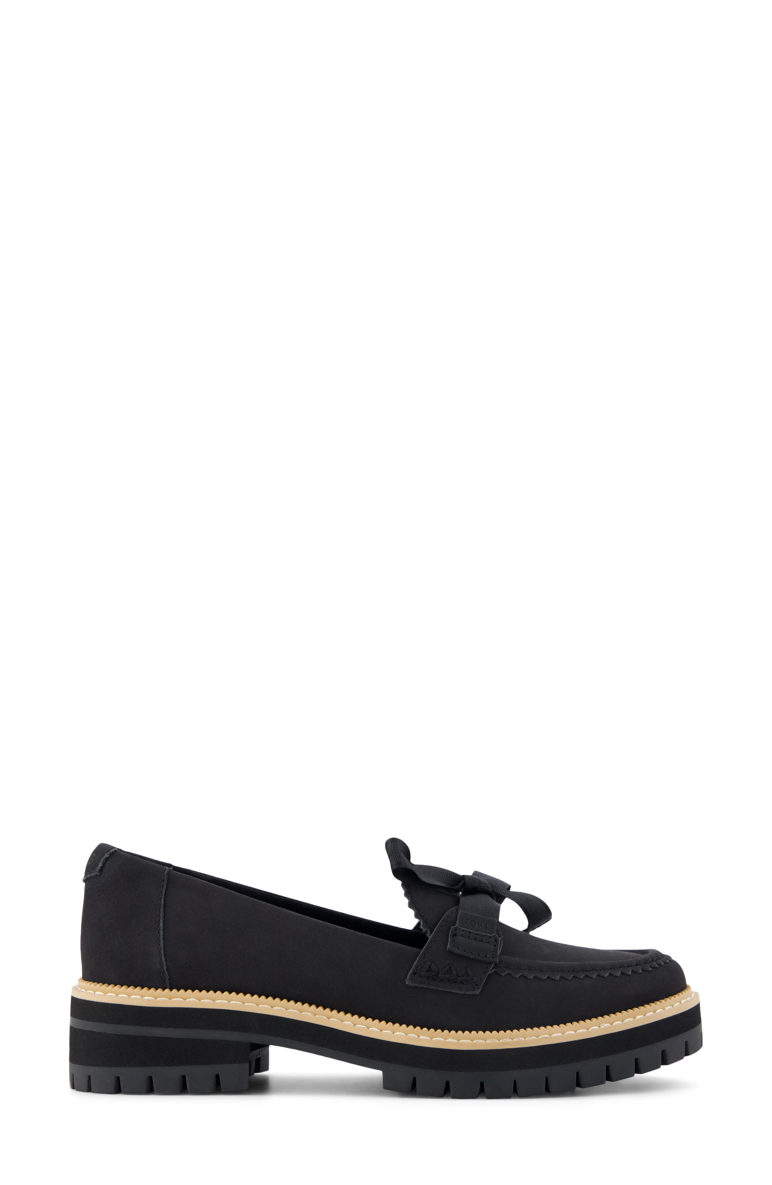 Cara Bow Platform Loafer, Alternate, color, BLACK