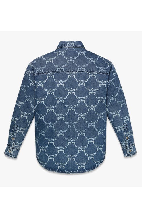 Mcm Lauretos Monogram Denim Jacket In Indigo