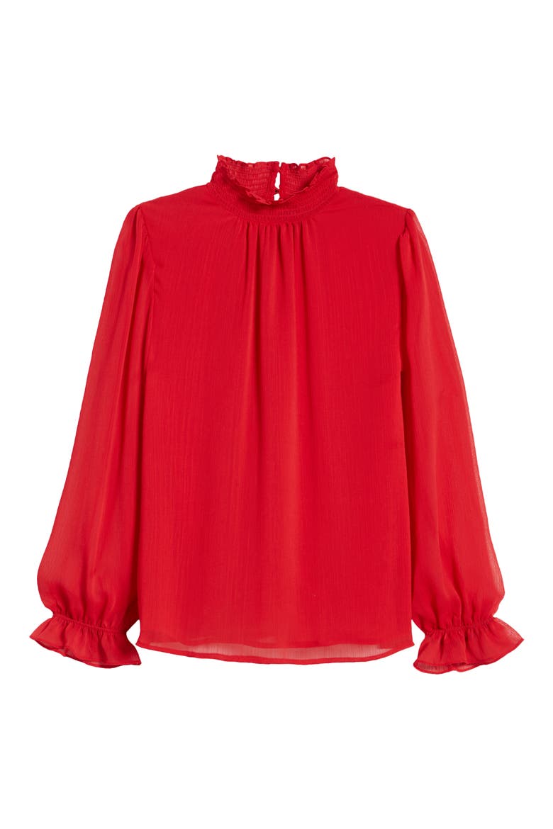 Smocked Neck Blouse, Alternate, color, ROSSO