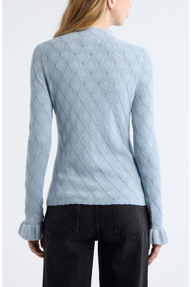 Pointelle High Neck Sweater, Alternate, color, BLUE FOG