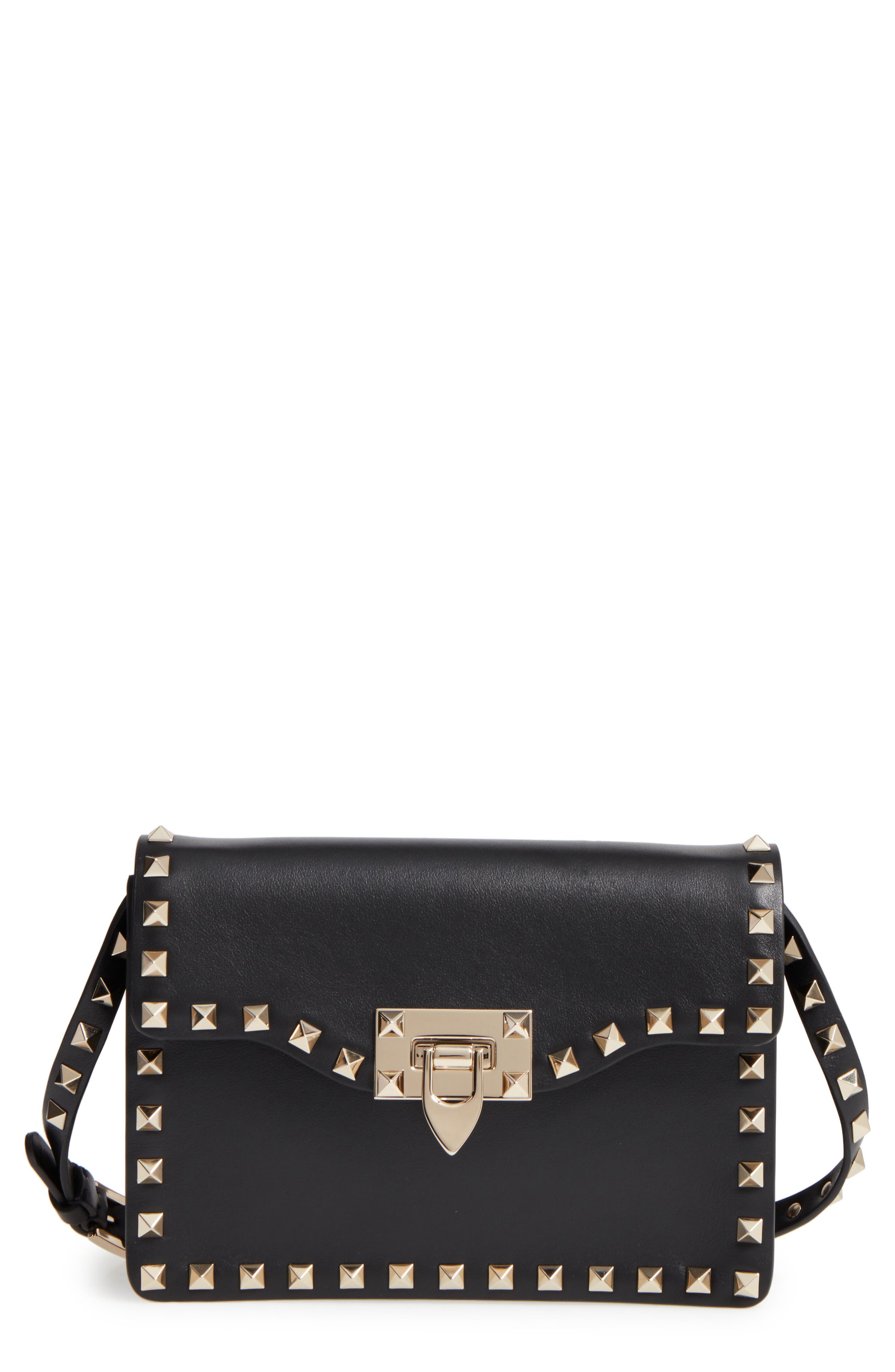Valentino Garavani Rockstud Leather Crossbody Bag, Main, color, 