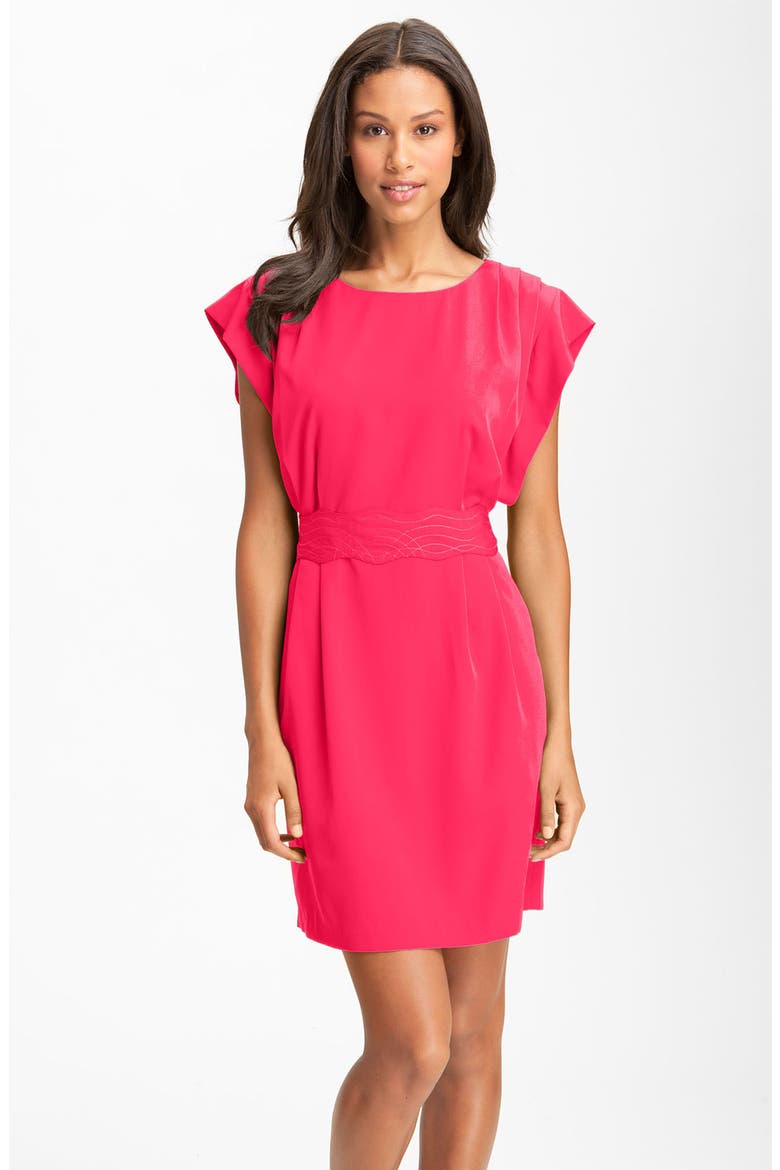 Drape Sleeve Sash Belt Dress, Main, color, LIPSTICK
