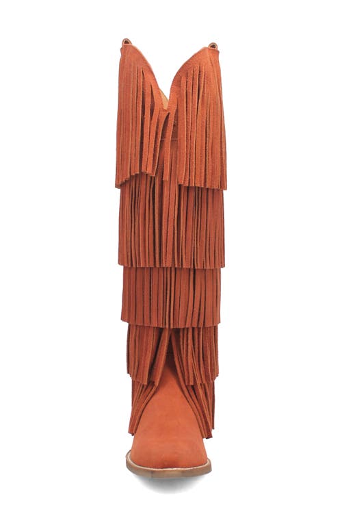 Dingo Wild Child Fringe Knee High Western Boot In Rust
