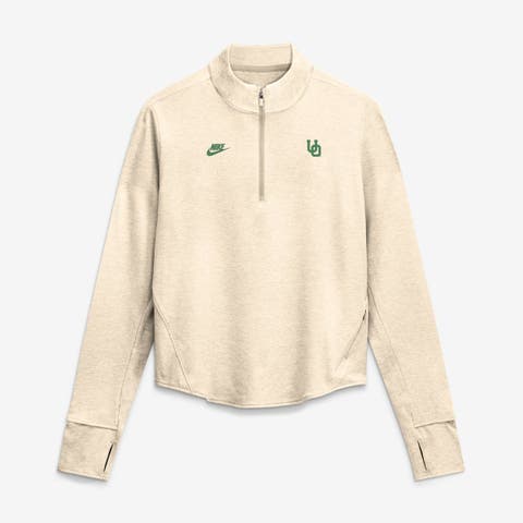 Women's Nike Natural Oregon Ducks Legacy Swift Dri-FIT Half-Zip Pullover